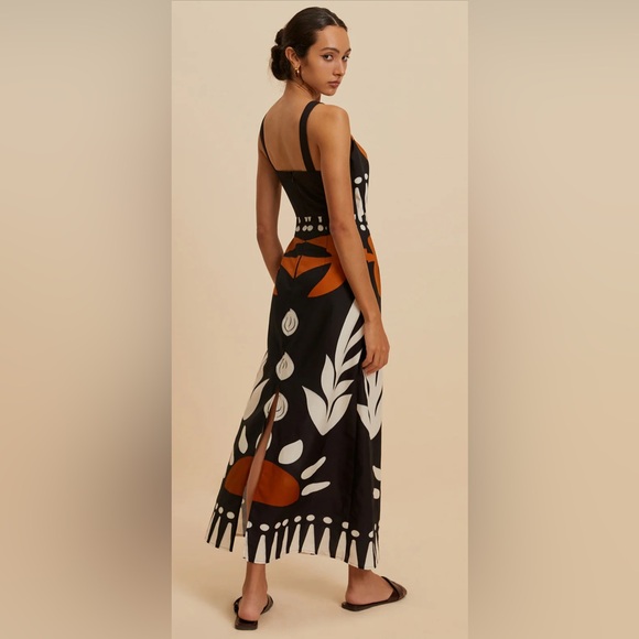 Commense- Cut Out Sleeveless Black,White, Orange Abstract Maxi Dress (XL)‼️NWT‼️ - Picture 2 of 16